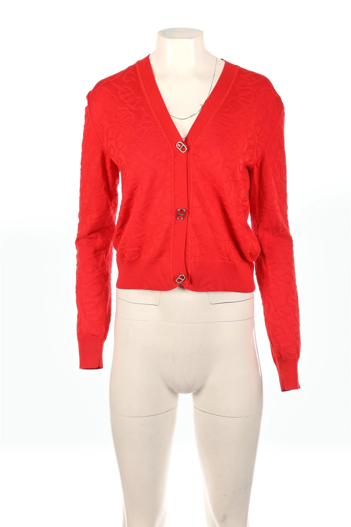 HERMÈS RED 2024 SILK CARDIGAN FR 40 UK 12 - Image 2
