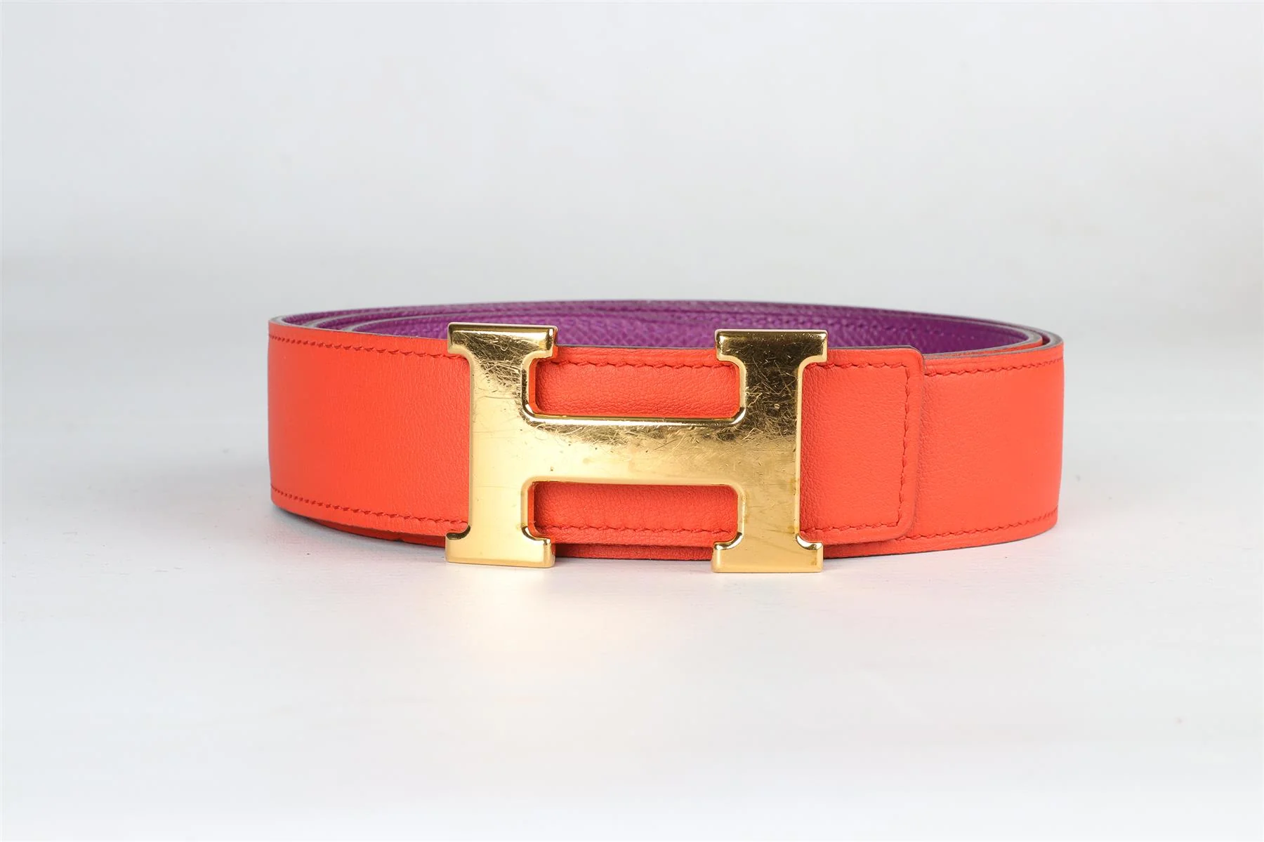 HERMÈS RED AND PURPLE 2013 H 32MM LEATHER BELT - Image 2