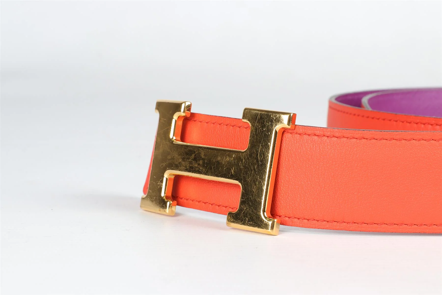 HERMÈS RED AND PURPLE 2013 H 32MM LEATHER BELT - Image 7
