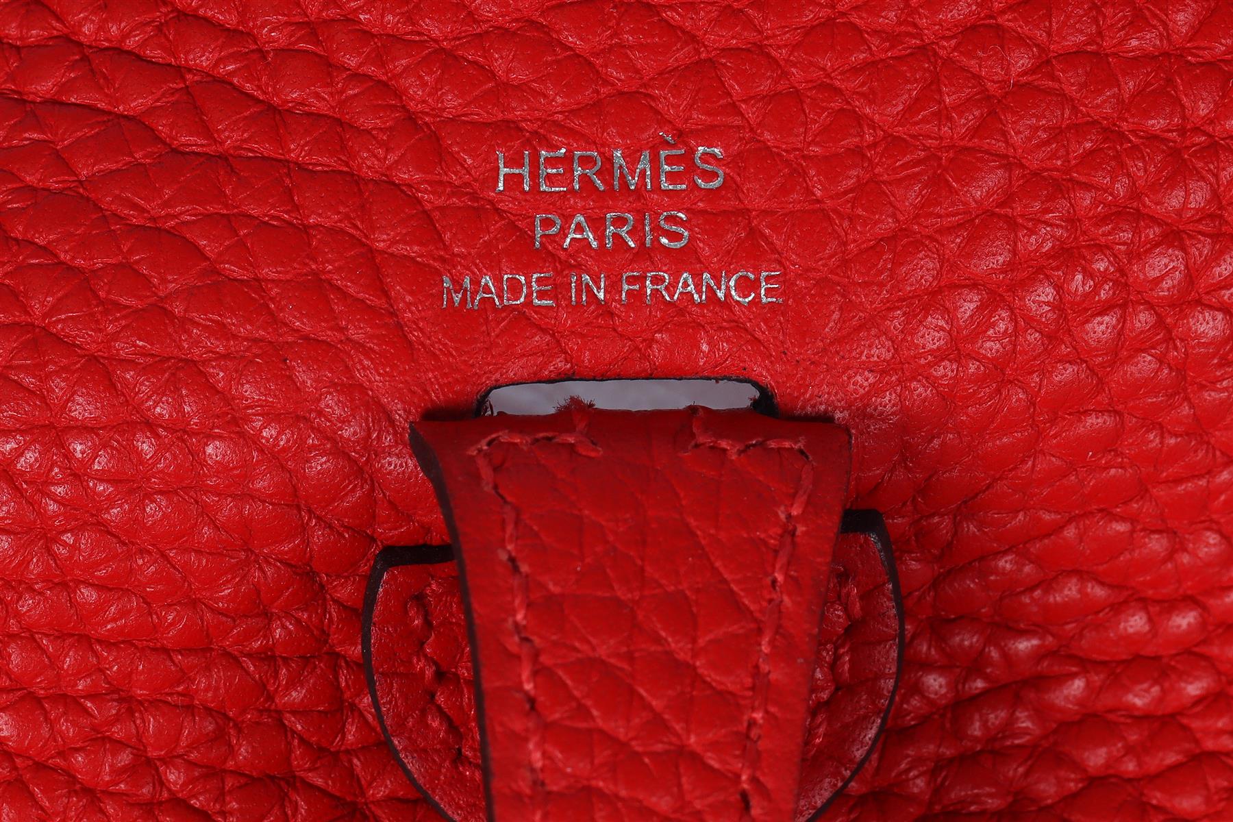 HÉRMES RED EVELYNE 17CM TOGO LEATHER SHOULDER BAG - Image 10