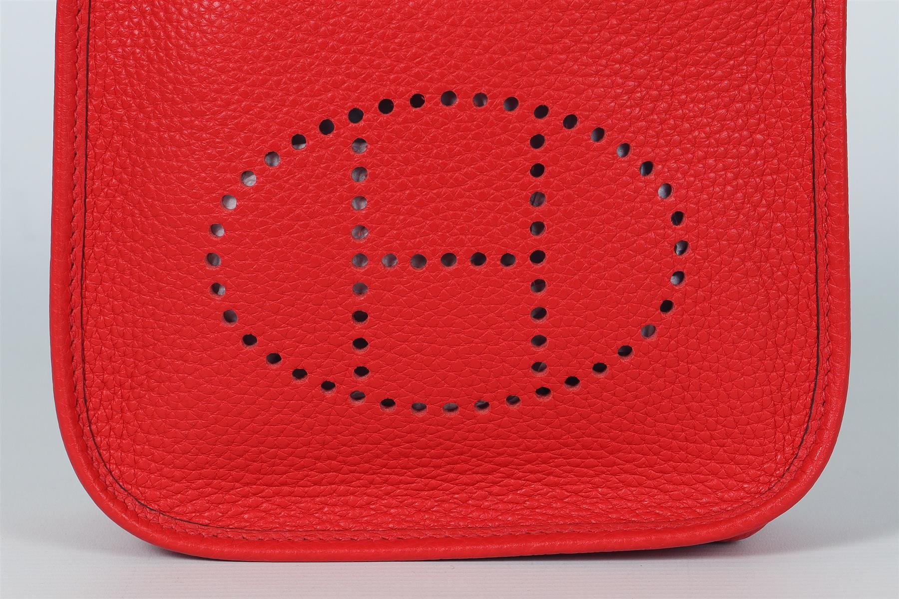 HÉRMES RED EVELYNE 17CM TOGO LEATHER SHOULDER BAG - Image 9