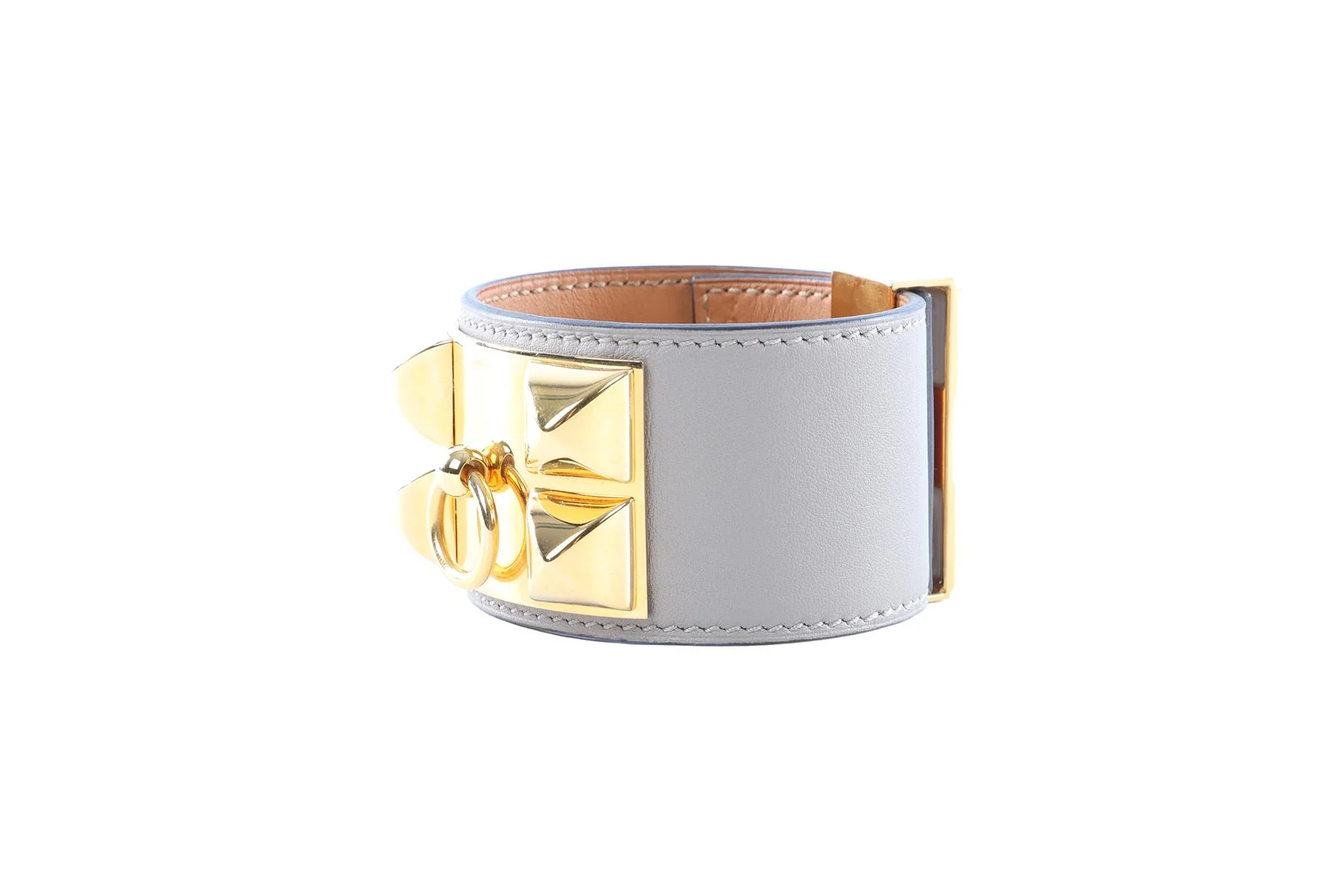 HERMÈS TAUPE 2017 COLLIER DE CHIEN LEATHER BRACELET 2 - Image 3