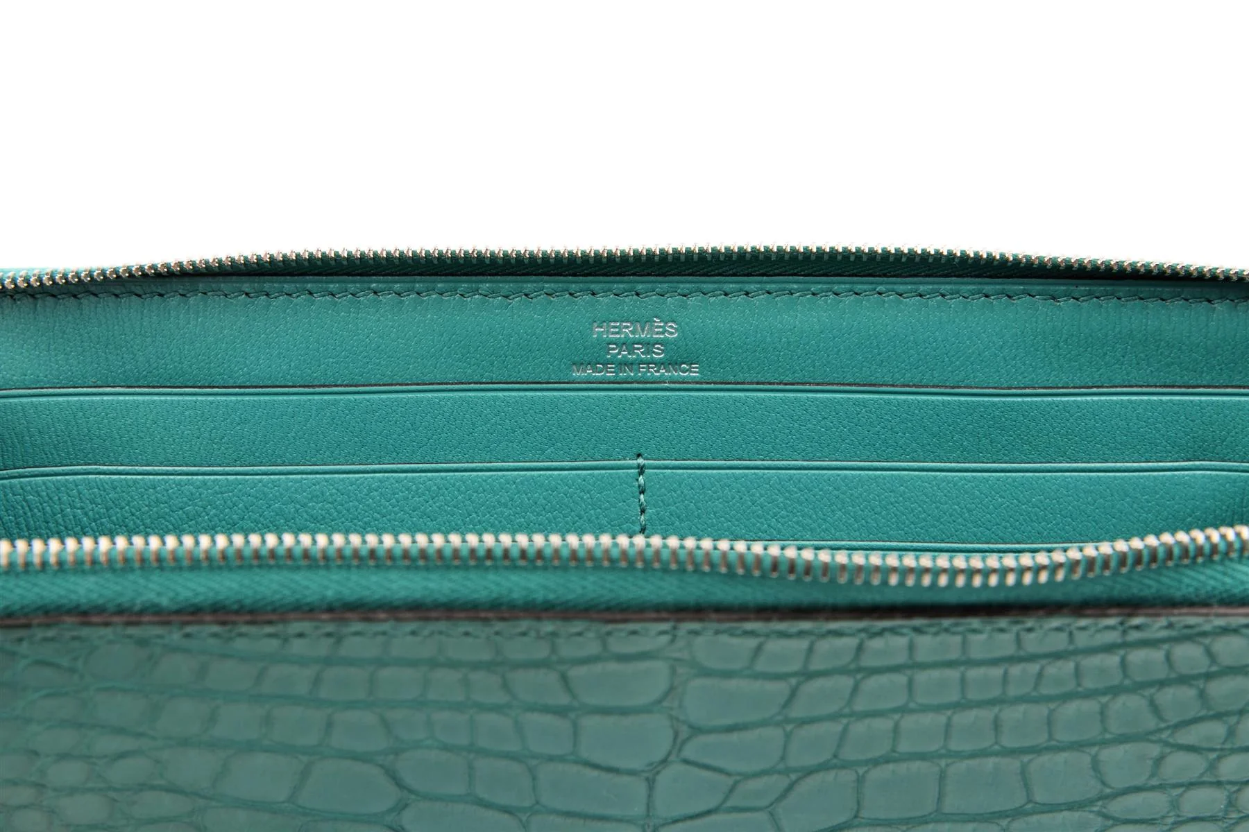 HERMÈS TURQUOISE 2017 AZAP CLASSIC MATTE ALLIGATOR MISSISSIPPIENSIS WALLET - Image 10