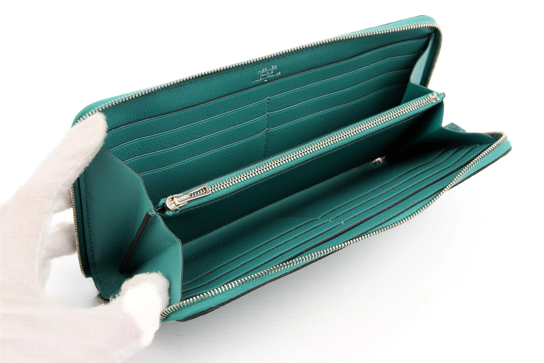 HERMÈS TURQUOISE 2017 AZAP CLASSIC MATTE ALLIGATOR MISSISSIPPIENSIS WALLET - Image 11