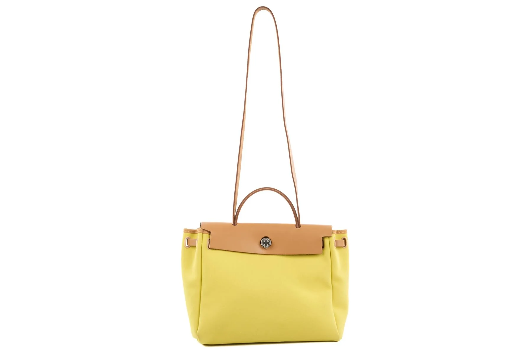 HERMÈS YELLOW 2020 HERBAG 31 CANVAS SHOULDER BAG IN JAUNE CITRON - Image 3