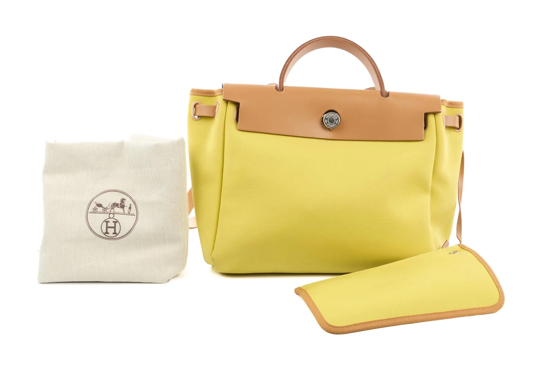 HERMÈS YELLOW 2020 HERBAG 31 CANVAS SHOULDER BAG IN JAUNE CITRON - Image 9