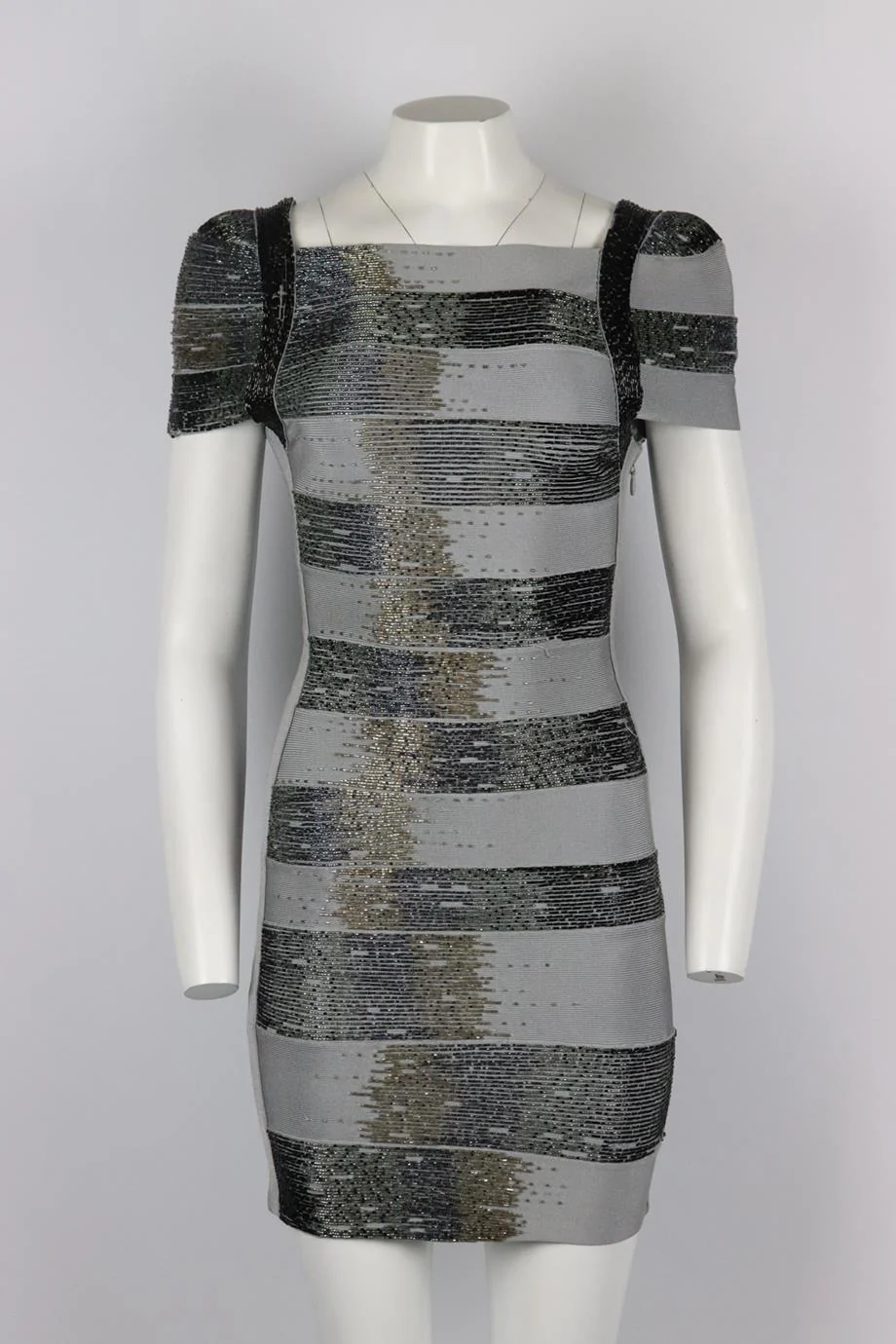 HERVE LEGER BEAD EMBELLISHED BANDAGE MINI DRESS XXSMALL - Image 2