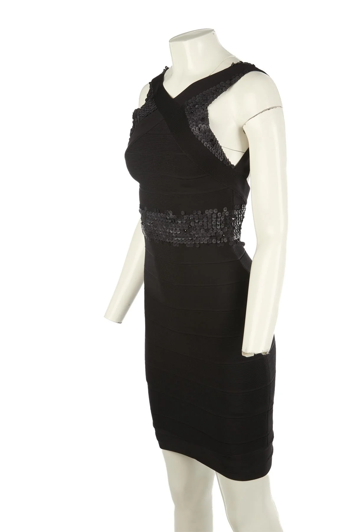 HERVE LEGER BLACK BANDAGE MINI DRESS SMALL - Image 3