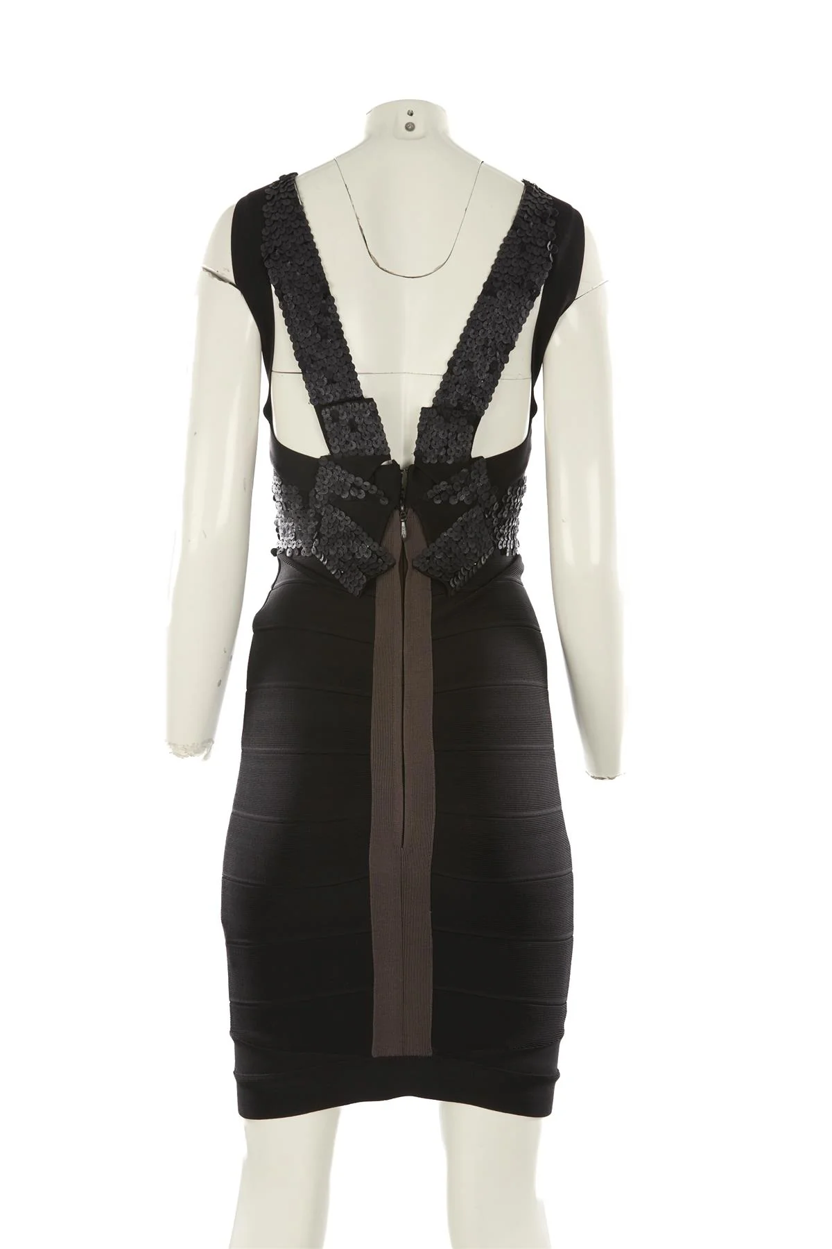 HERVE LEGER BLACK BANDAGE MINI DRESS SMALL - Image 4