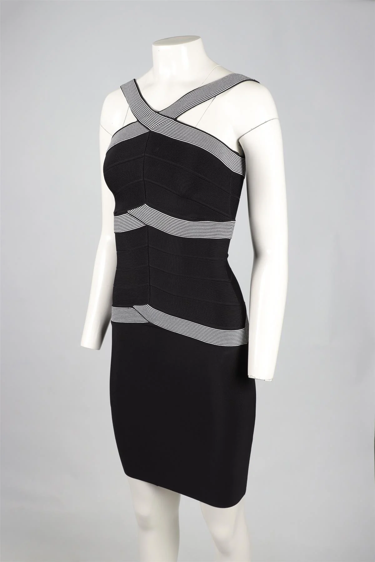 HERVE LEGER BLACK BANDAGE MINI DRESS XXSMALL - Image 3