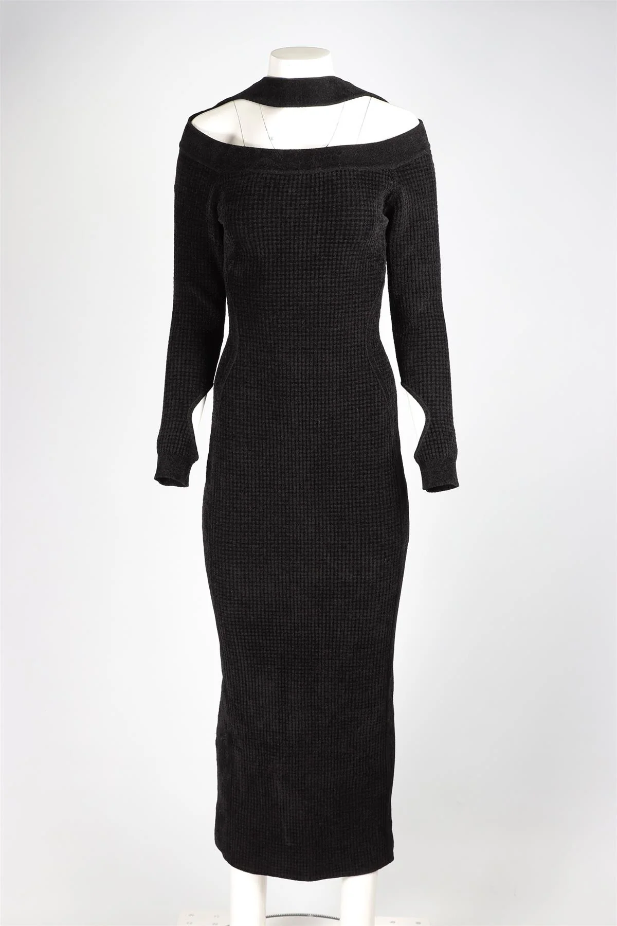 HERVE LEGER BLACK KNIT MAXI DRESS LARGE - Image 2