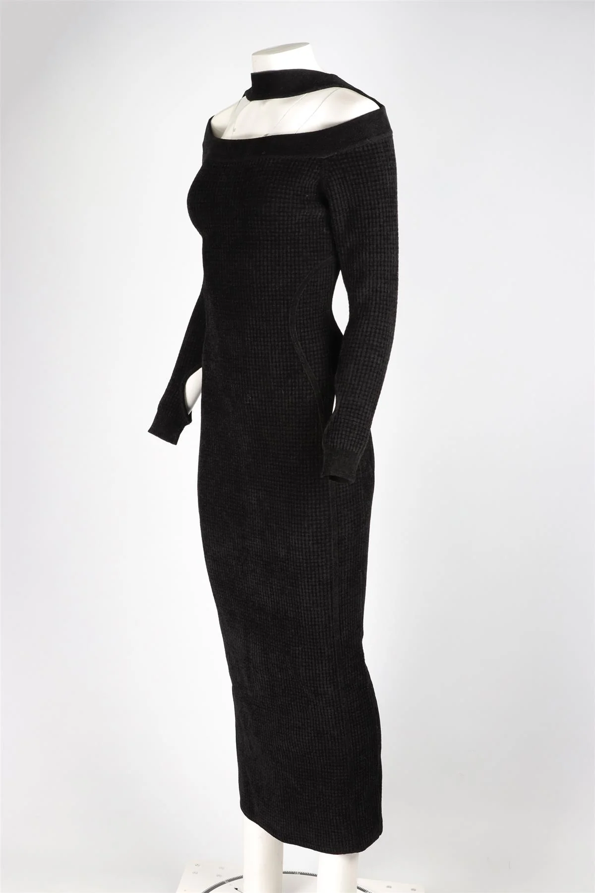 HERVE LEGER BLACK KNIT MAXI DRESS LARGE - Image 3