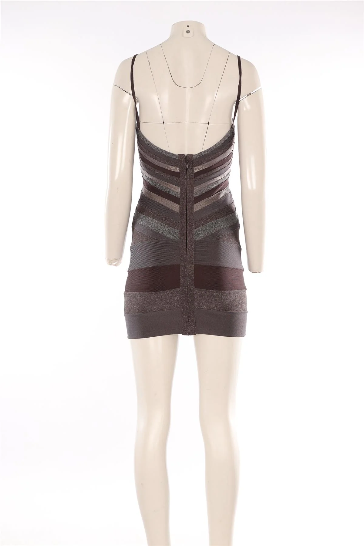 HERVE LEGER GREY BANDAGE MINI DRESS MEDIUM - Image 4