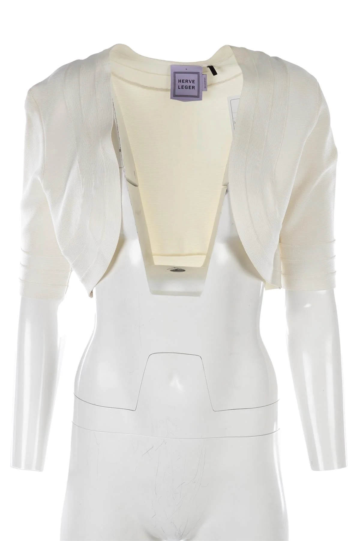 HERVE LEGER IVORY BANDAGE JACKET SMALL