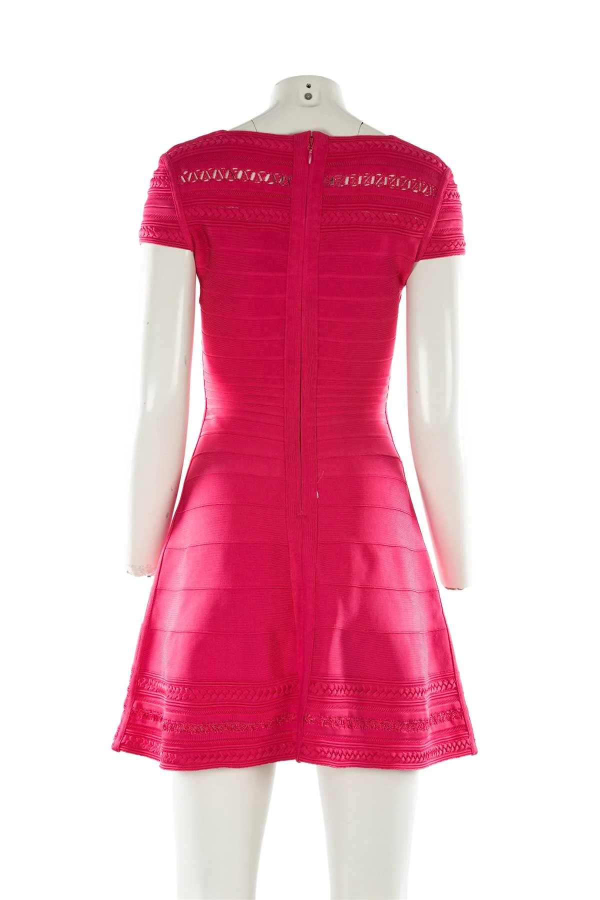 HERVE LEGER PINK BANDAGE MINI DRESS SMALL - Image 4