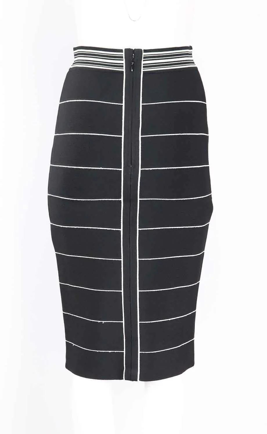 HERVÉ LÉGER STRIPED BANDAGE MIDI SKIRT LARGE - Image 3