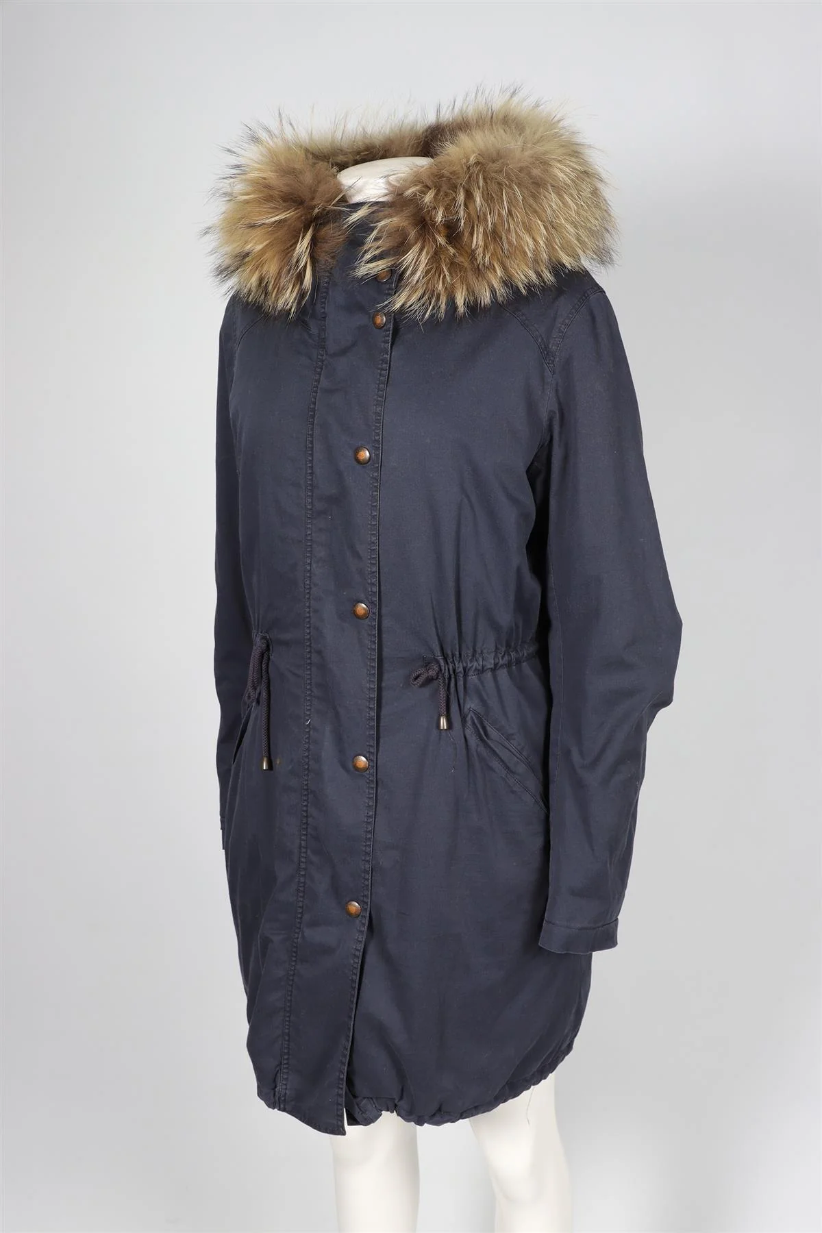 HISTORY REPEATS MICHELLE ROSSI BLUE COTTON AND FUR COAT IT 46 UK 14 - Image 3