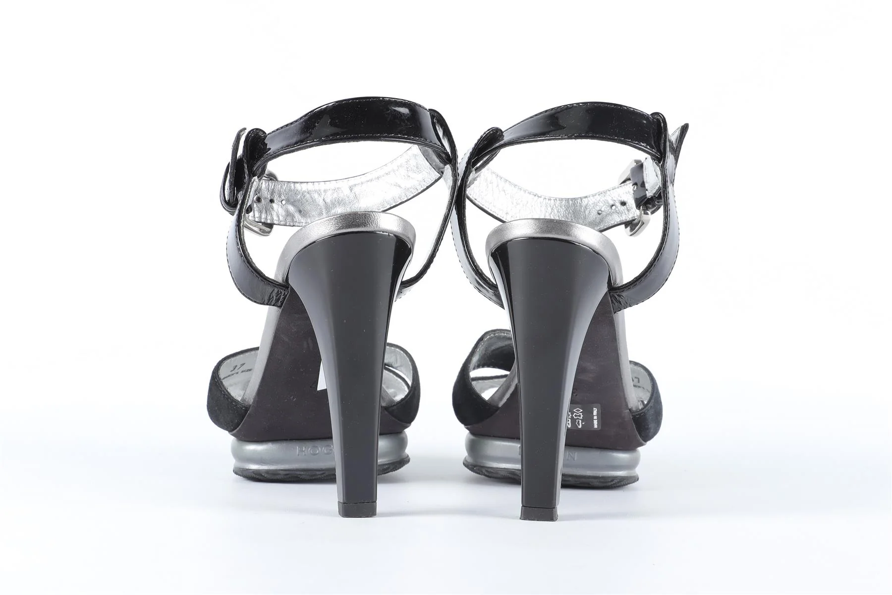 HOGAN BLACK PATENT LEATHER AND SUEDE SANDALS EU 37 UK 4 US 7 - Image 5