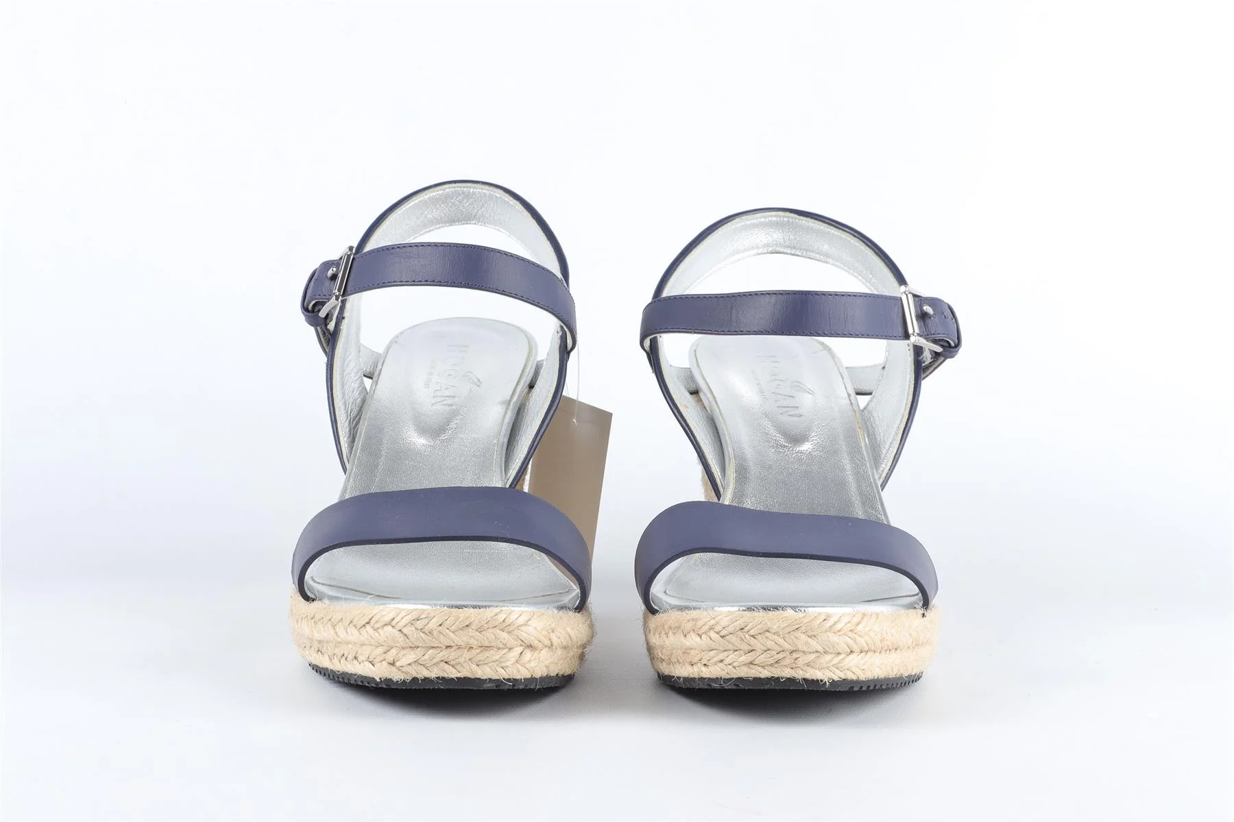 HOGAN NAVY LEATHER WEDGE SANDALS EU 38 UK 5 US 8 - Image 3