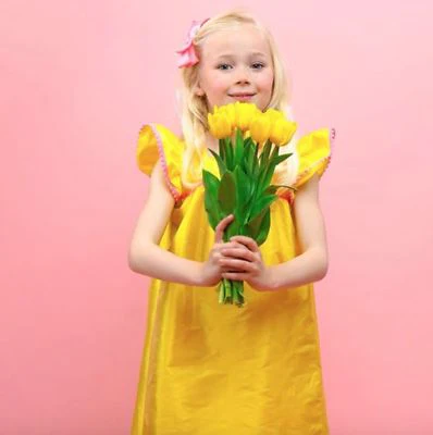 HOLLY HASTIE GIRLS ELS BUTTERCUP YELLOW TAFFETA DRESS 3-4 YEARS - Image 4