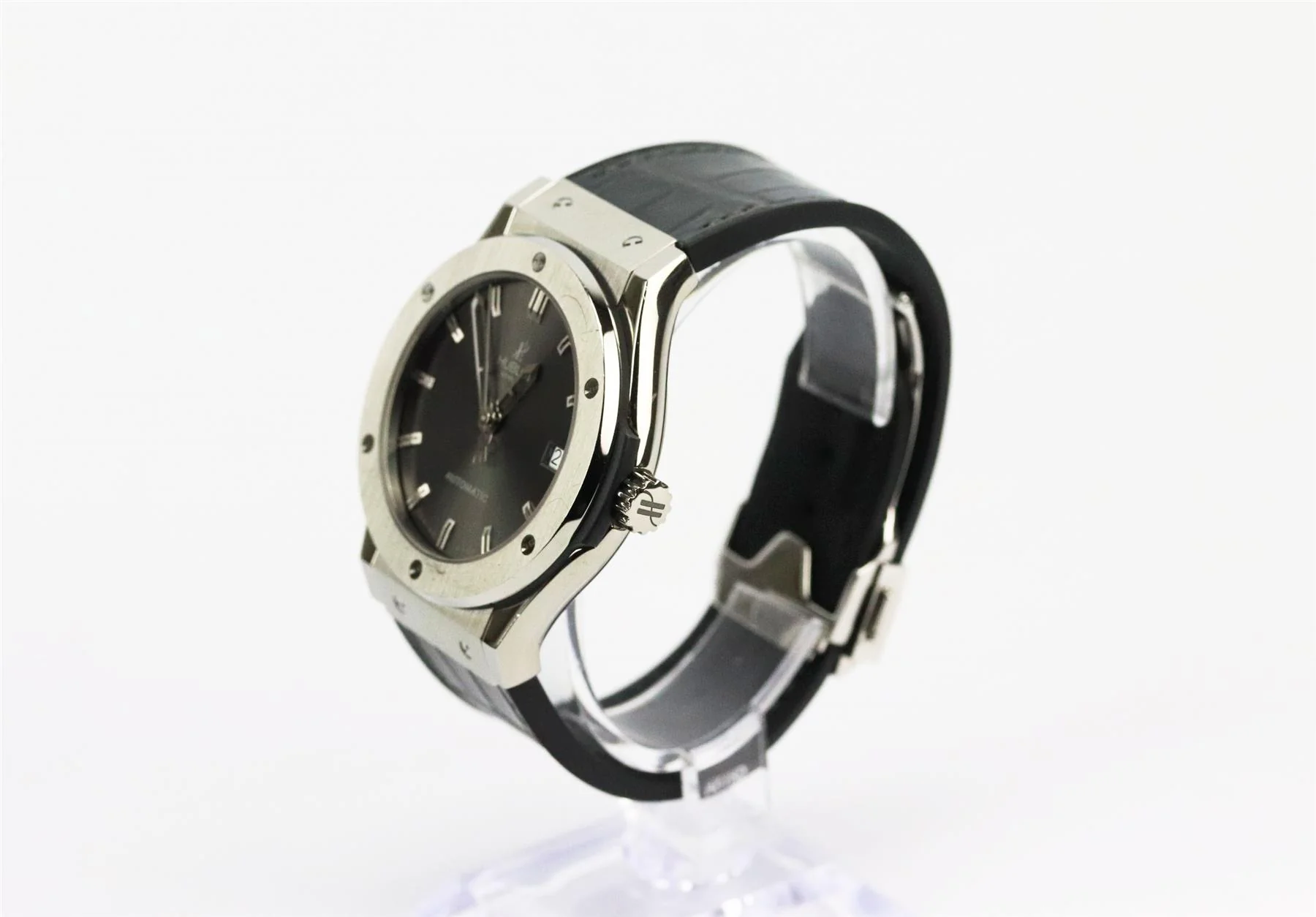 HUBLOT CLASSIC FUSION RACING GREY 42MM TITANIUM AND ALLIGATOR WRIST WATCH - Image 3