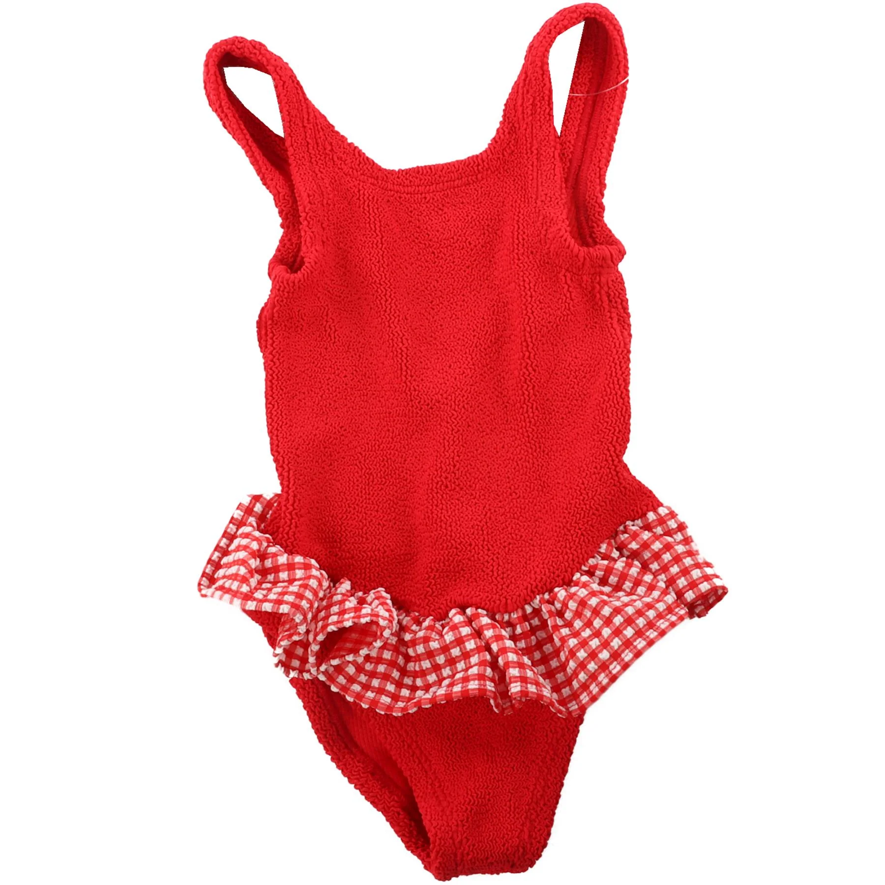 HUNZA G RED KIDS GIRLS SWIMSUIT 7-12 YEARS ONE SIZE
