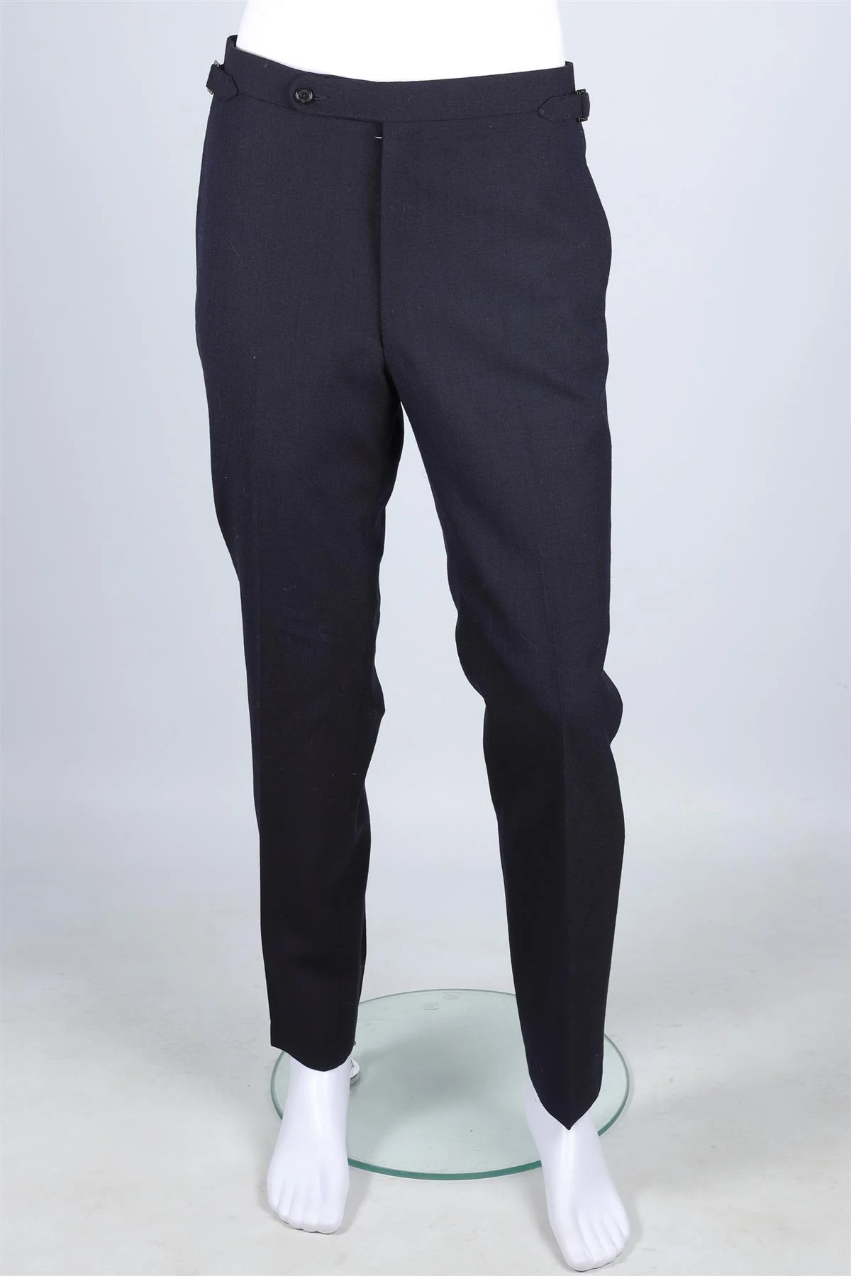 HUSBANDS NAVY MEN'S WOOL STRAIGHT LEG PANTS FR 40 UK/US WAIST 32 - Image 2