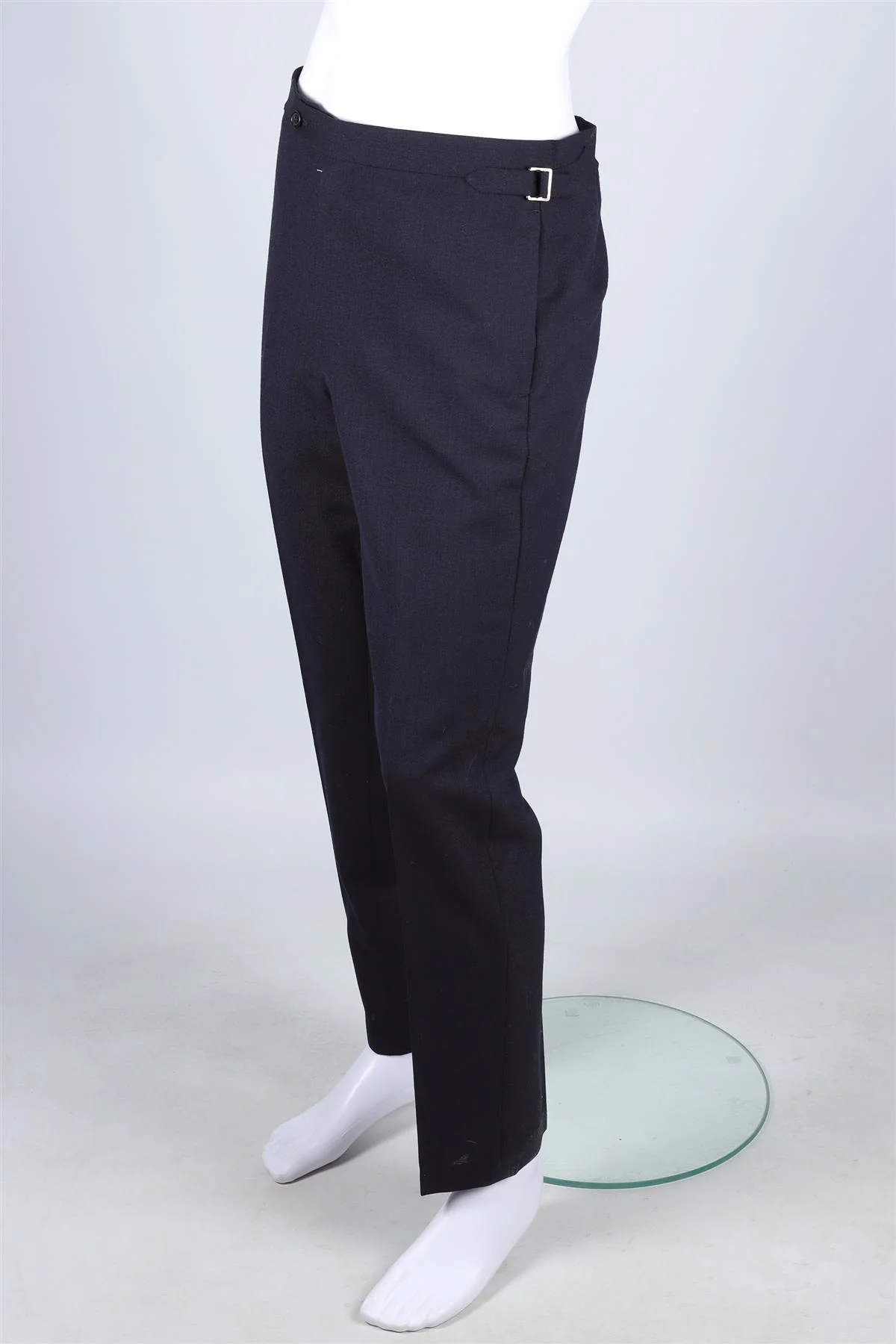 HUSBANDS NAVY MEN'S WOOL STRAIGHT LEG PANTS FR 40 UK/US WAIST 32 - Image 3