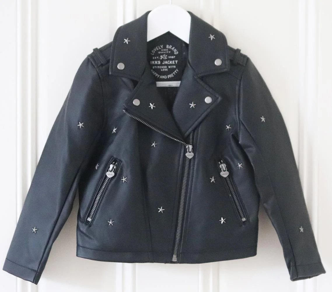 IKKS KIDS GIRLS EMBROIDERED BIKER JACKET 5 YEARS - Image 2