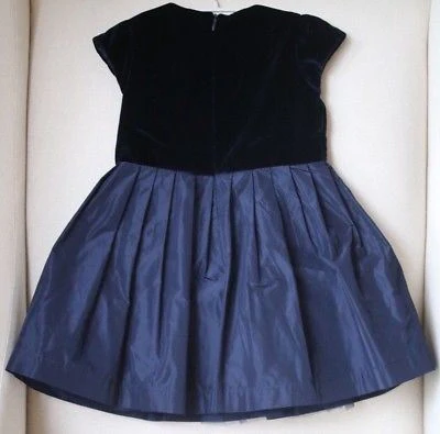 IL GUFO BABY GIRLS NAVY BLUE TAFFETA DRESS 3 YEARS - Image 4