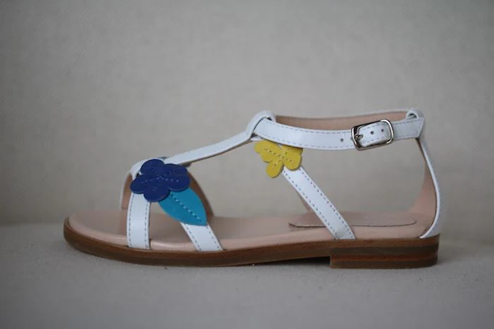 IL GUFO GIRLS WHITE LEATHER FLORAL SANDALS EU 26 UK 8.5 - Image 2