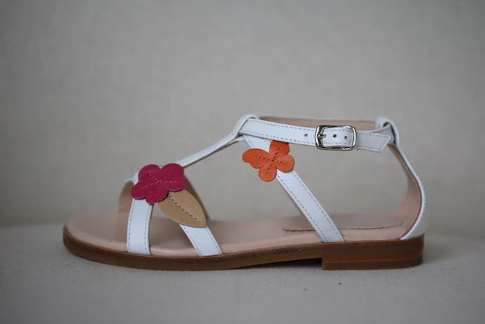 IL GUFO GIRLS WHITE LEATHER FLORAL SANDALS EU 26 UK 8.5 - Image 2