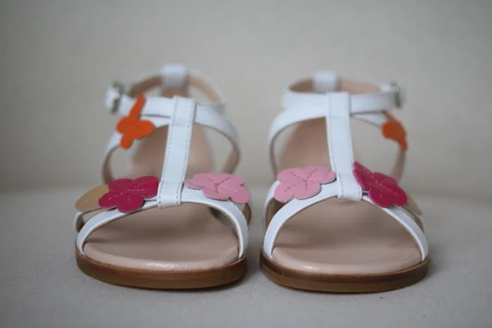 IL GUFO GIRLS WHITE LEATHER FLORAL SANDALS EU 26 UK 8.5 - Image 3