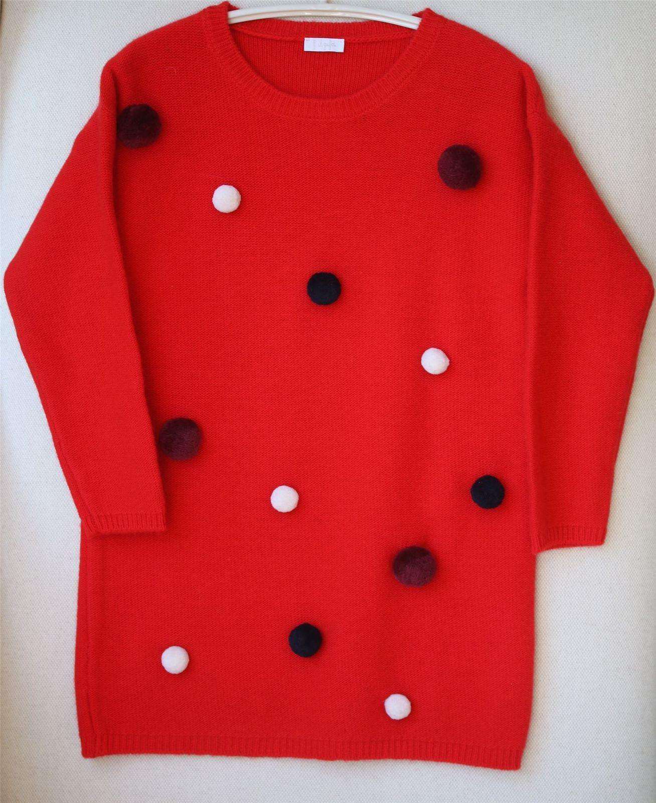 IL GUFO KIDS GIRLS POM POM WOOL DRESS 5 YEARS - Image 2