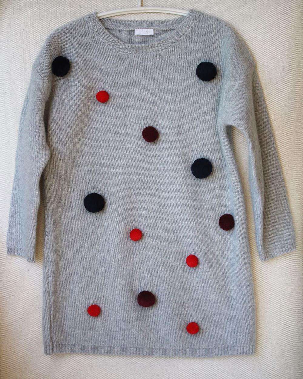 IL GUFO KIDS GIRLS POM POM WOOL DRESS 5 YEARS - Image 2