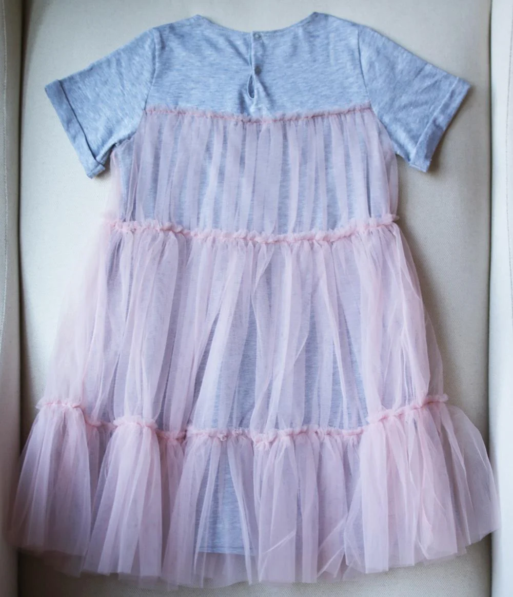 IL GUFO KIDS GIRLS TULLE T-SHIRT DRESS 5 YEARS - Image 3