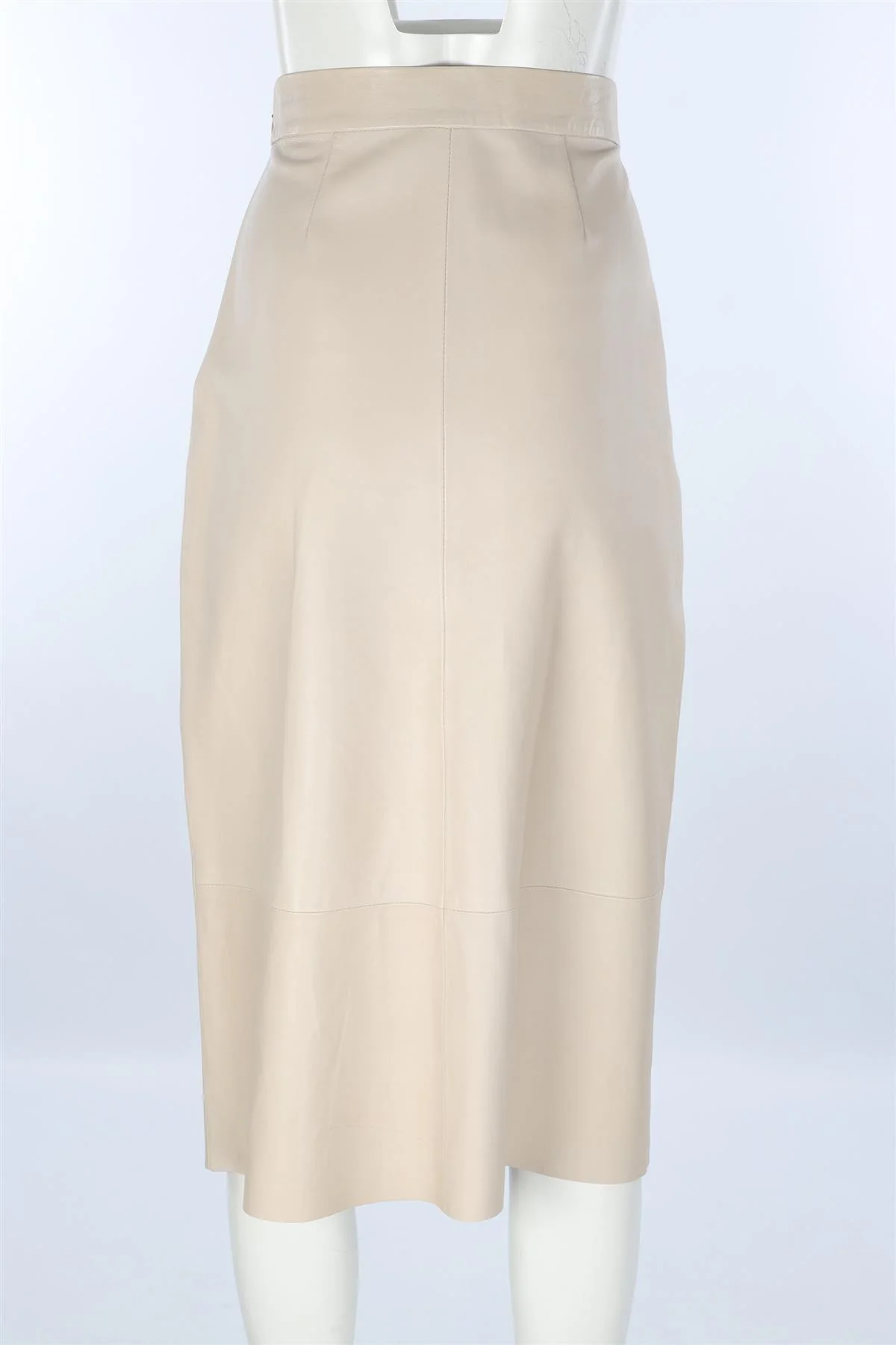 INÈS & MARÉCHAL BEIGE LEATHER MIDI SKIRT FR 38 UK 10 - Image 4