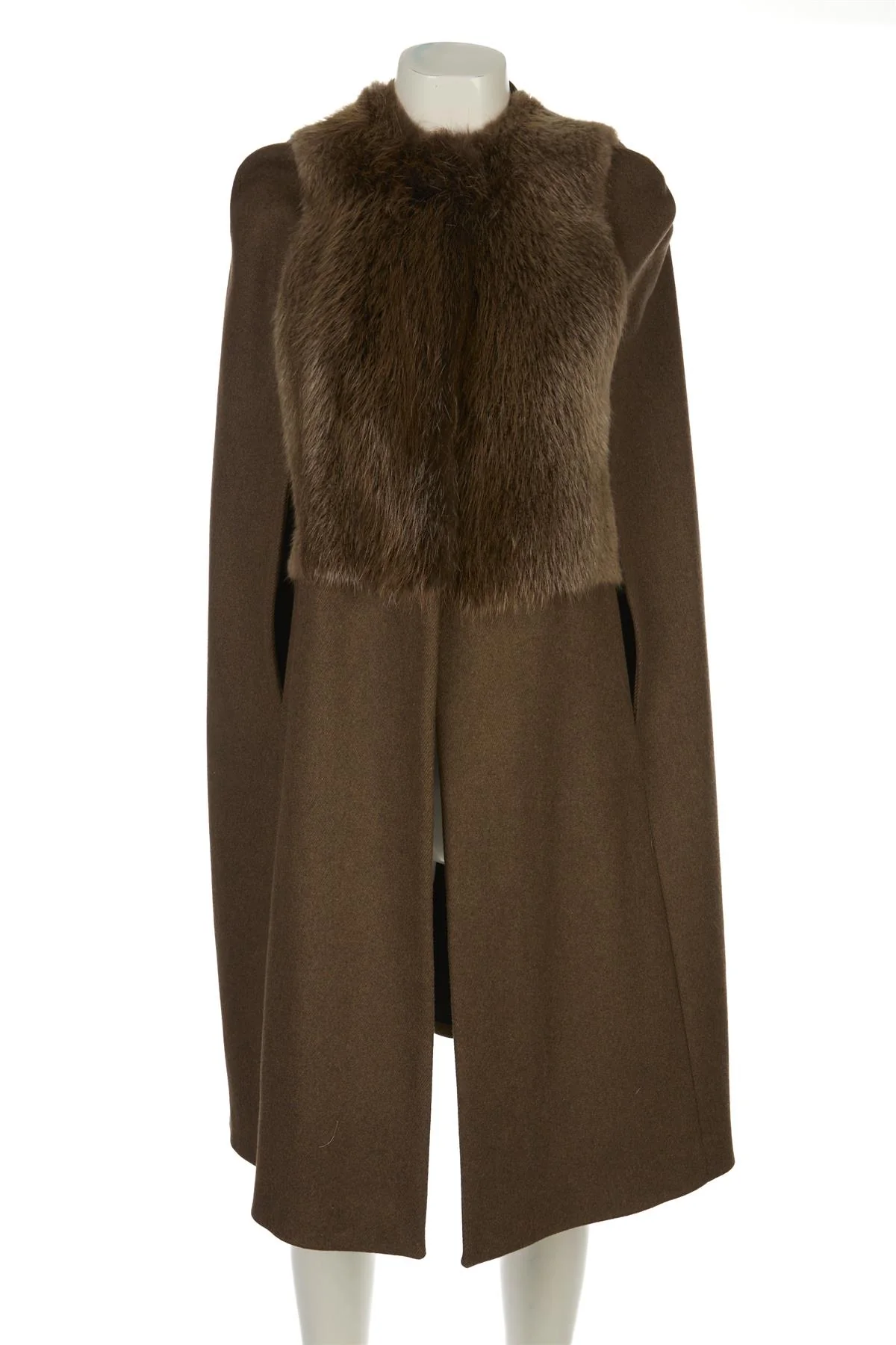 INES & MARECHAL KHAKI WOOL CAPE FR 36 UK 8 - Image 2
