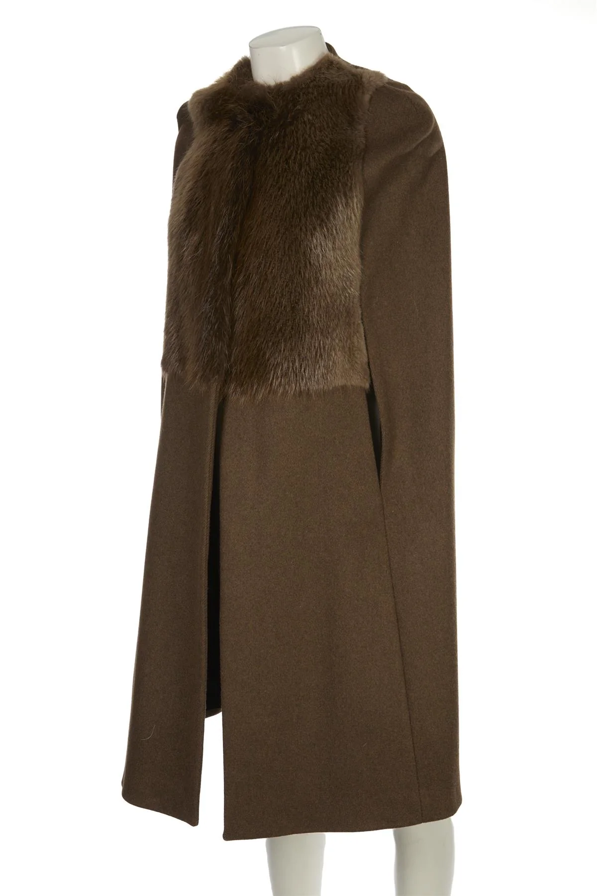 INES & MARECHAL KHAKI WOOL CAPE FR 36 UK 8 - Image 3