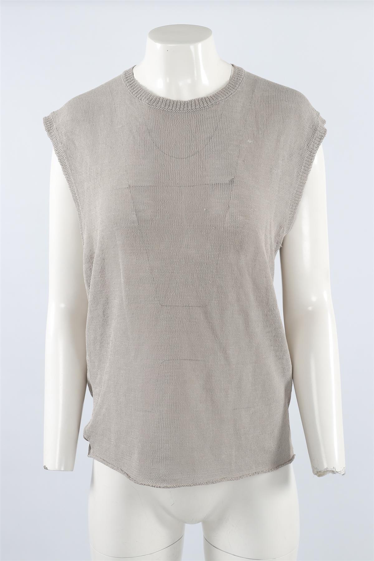 INHABIT GREY LINEN VEST SMALL - Image 2