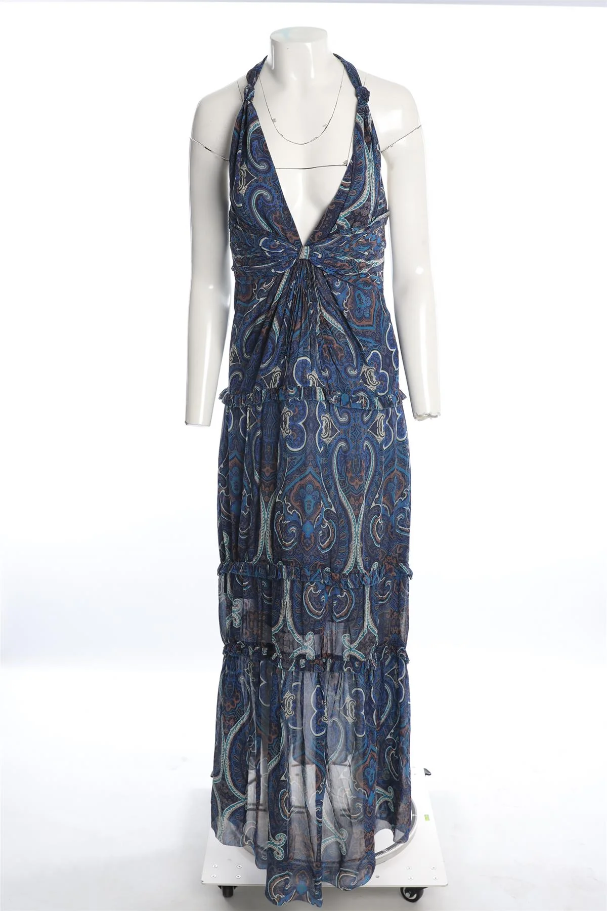 INTERMIX BLUE SILK MAXI DRESS MEDIUM - Image 2