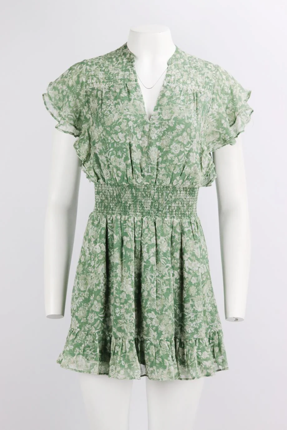 INTERMIX SHIRED FLORAL PRINT SILK CHIFFON MINI DRESS US 2 UK 6 - Image 2