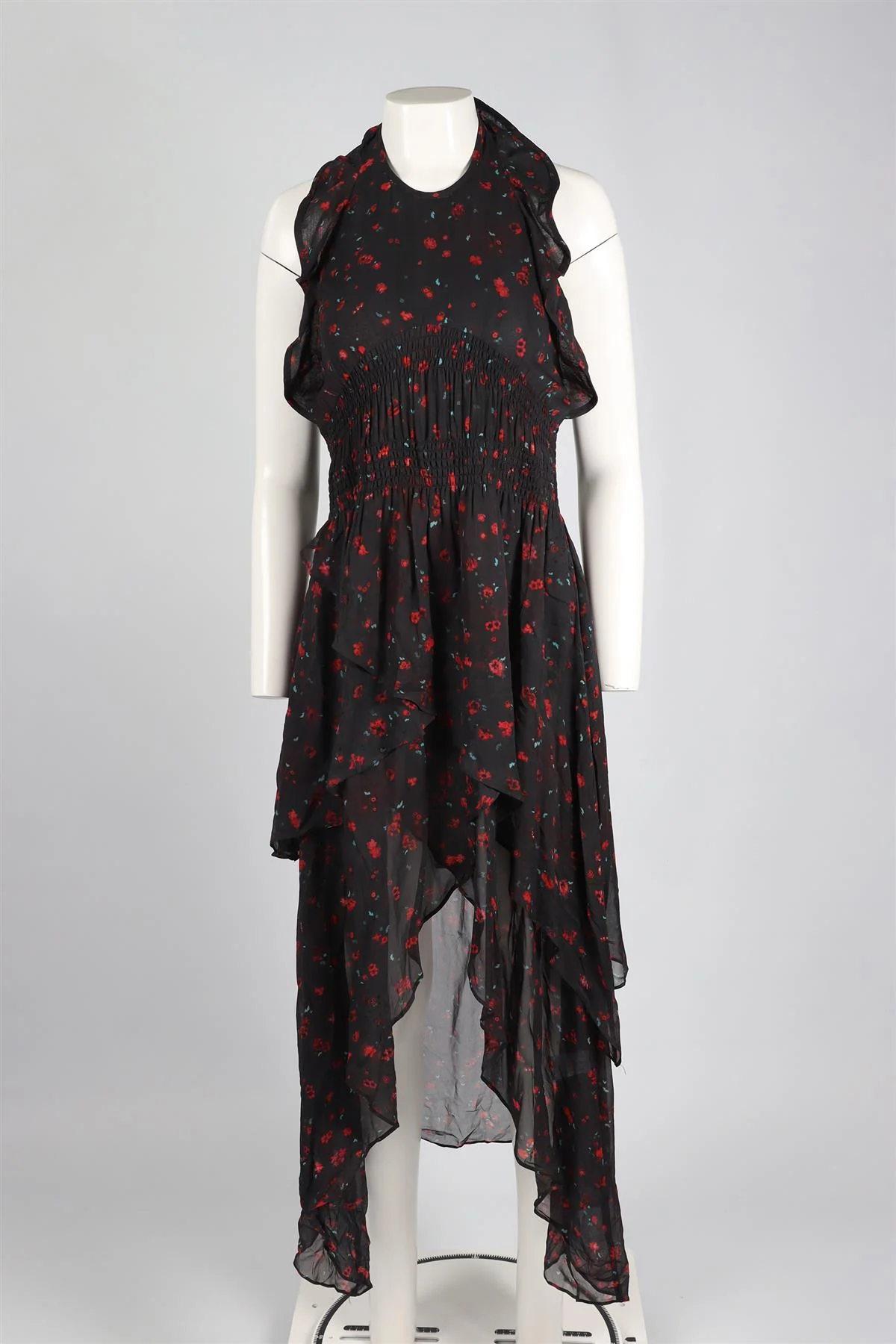 IRO BLACK CHIFFON MIDI DRESS MEDIUM - Image 2
