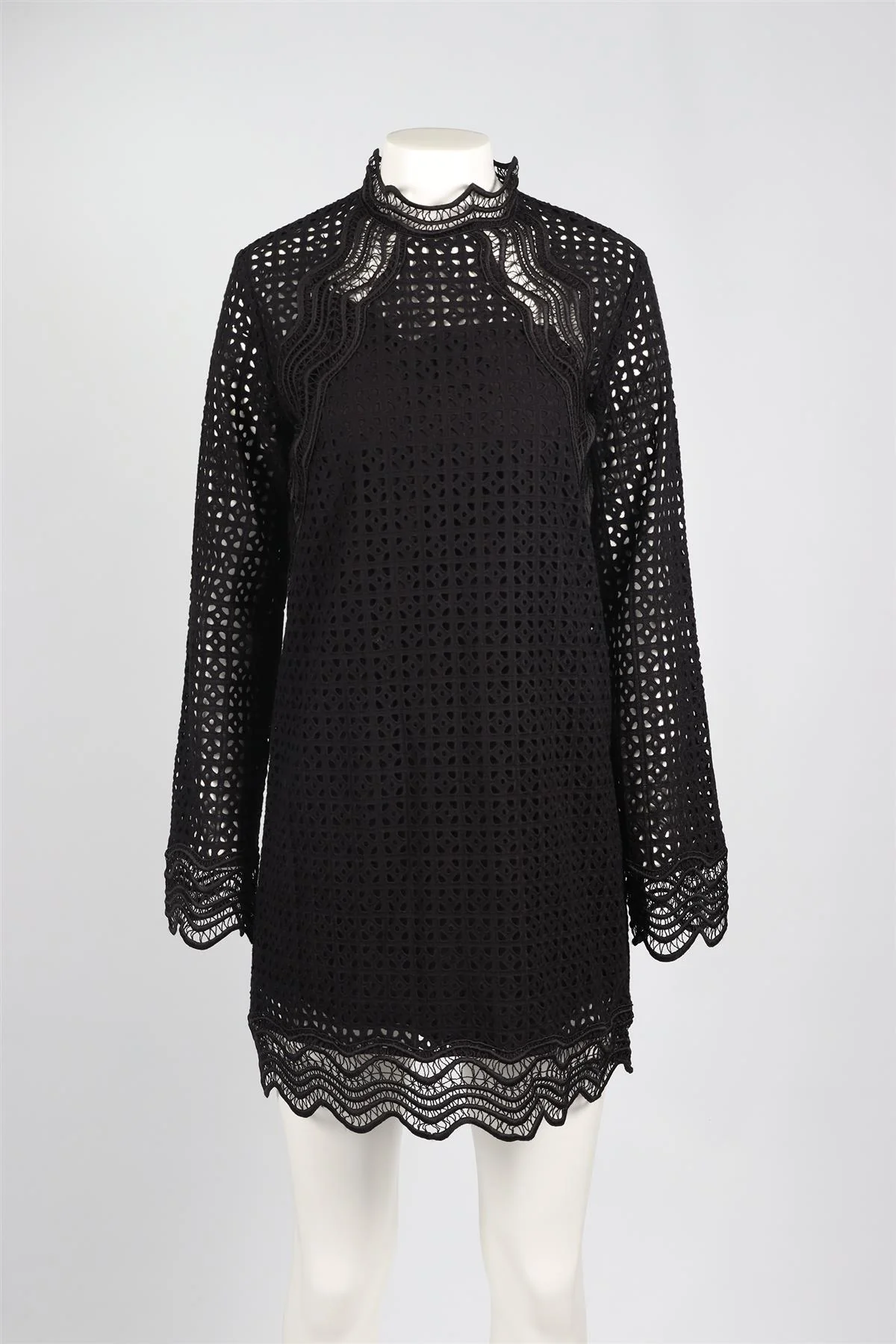 IRO BLACK CROCHET MINI DRESS LARGE - Image 2