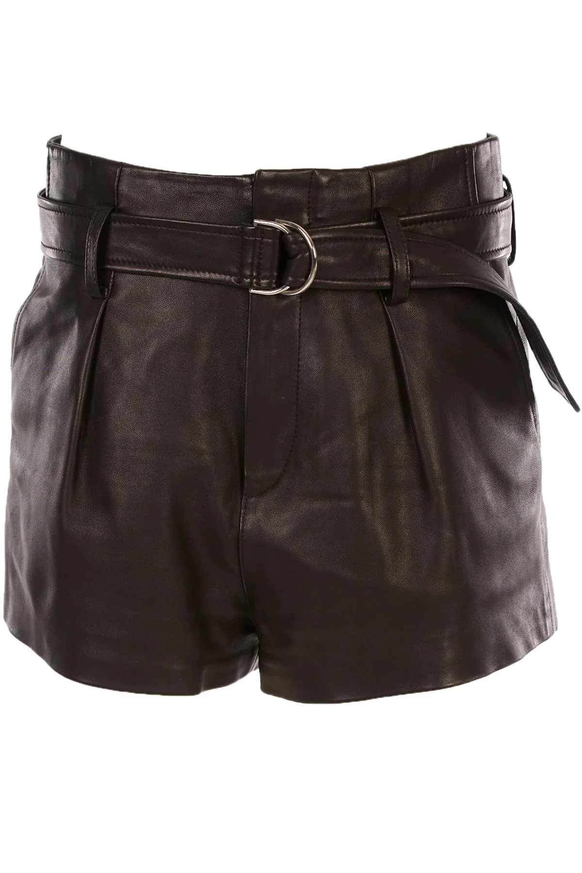 IRO BLACK LEATHER SHORTS FR 38 UK 10