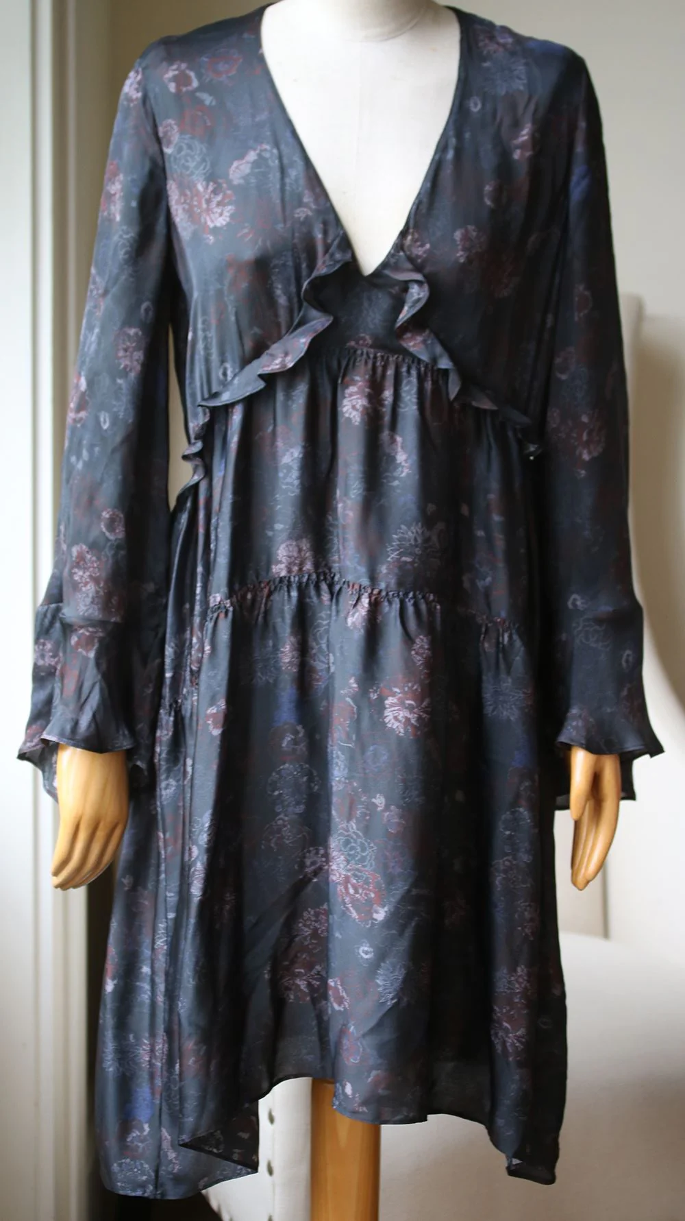 IRO CICLONE PRINTED SILK-SATIN DRESS FR 40 UK 12 - Image 2