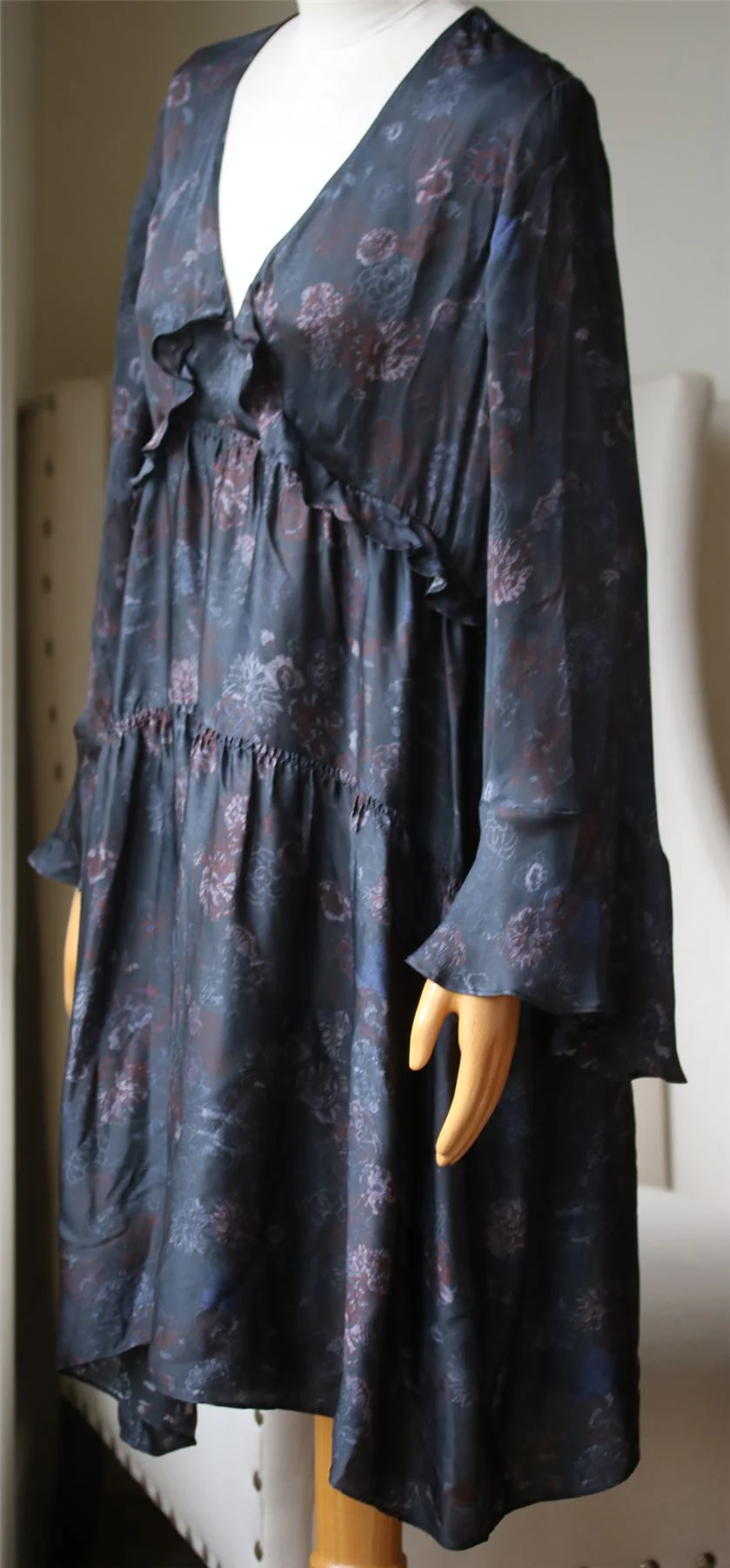 IRO CICLONE PRINTED SILK-SATIN DRESS FR 40 UK 12 - Image 3