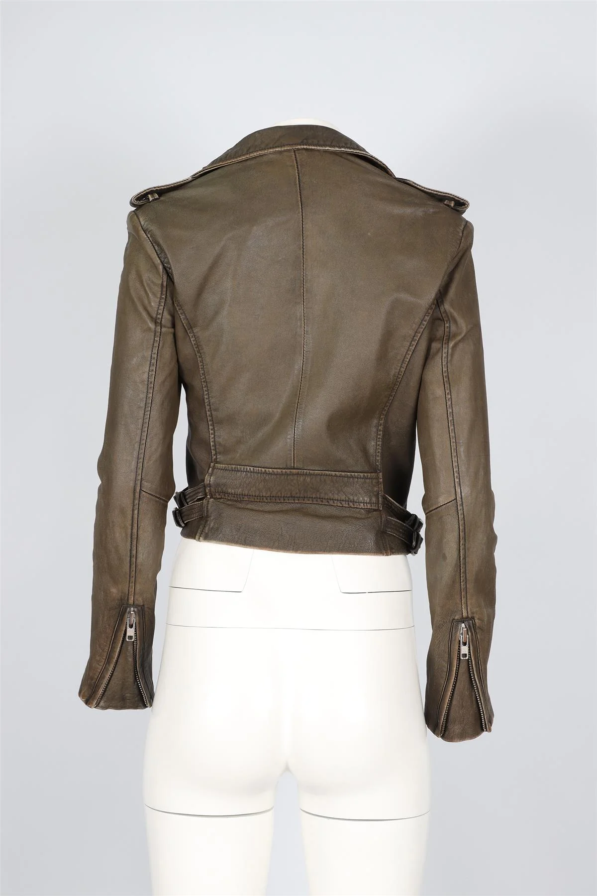 IRO GREEN LEATHER JACKET US 2 UK 6 - Image 4
