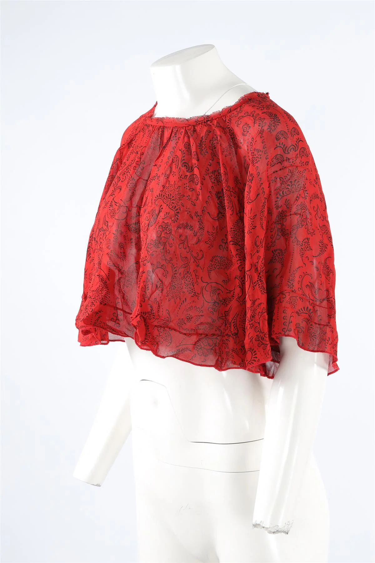 IRO RED CHIFFON TOP FR 34 UK 6 - Image 3