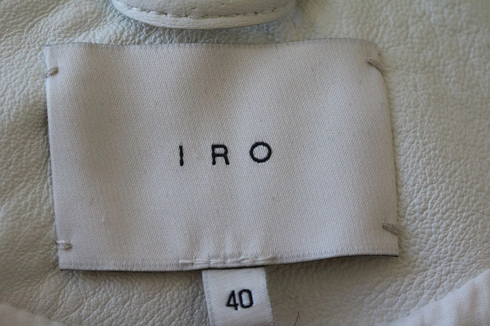 IRO ROJAN LEATHER BIKER JACKET IN WHITE FR 40 UK 12 - Image 8